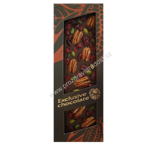 Mléčná čokoláda Exclusive s pekany, brusinkami a pistáciemi 130 g T-SEVERKA